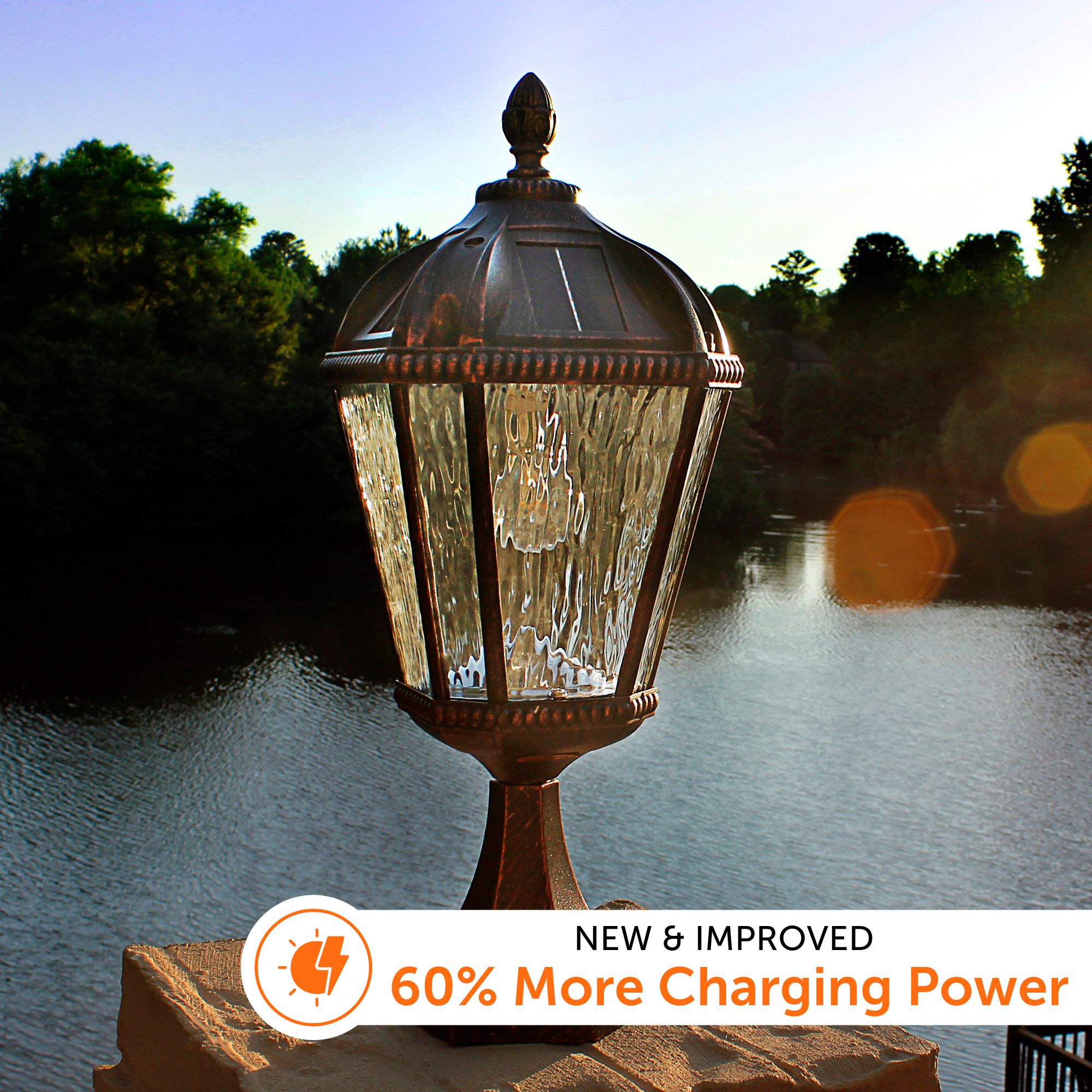 Image 6 Gama Sonic Royal Bulb 23" Brushed Bronze Solar LED Pier Mount Light more views