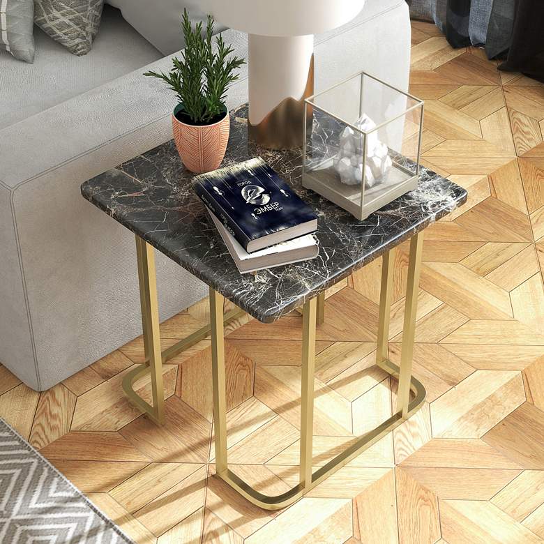 Image 7 Gambeza 23 3/4" Wide Black Gold End Table more views