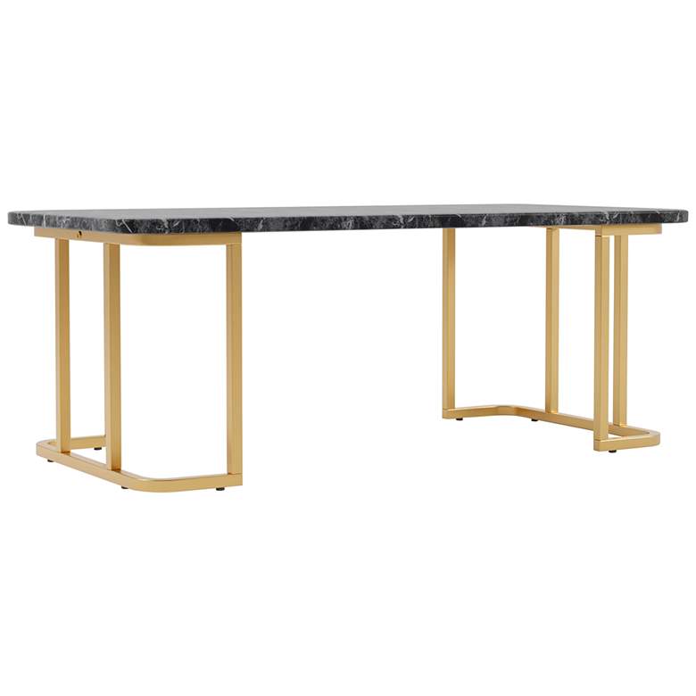 Image 4 Gambeza 47 1/4 inch Wide Black Gold Rectangular Coffee Table more views