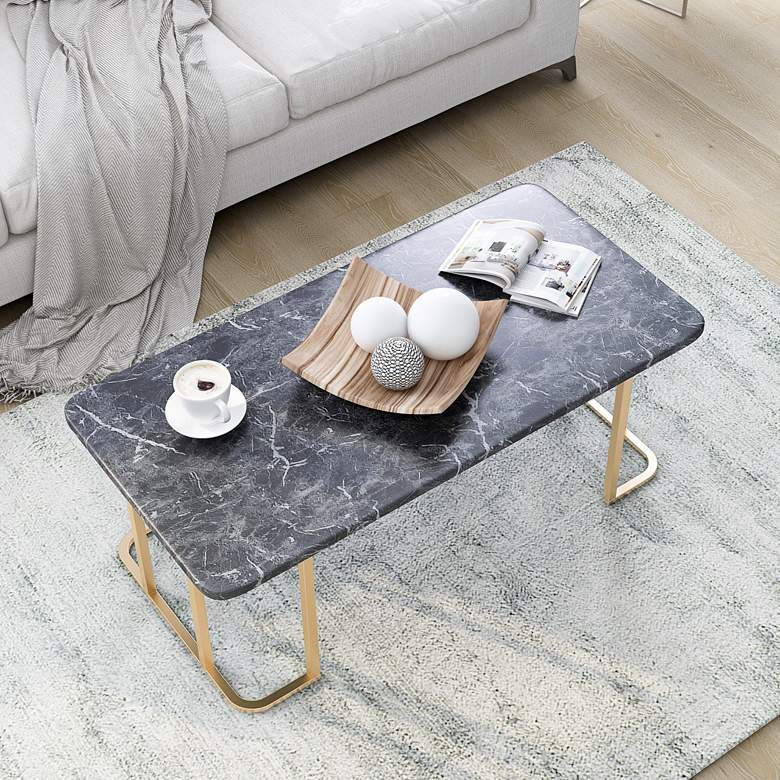 Image 7 Gambeza 47 1/4" Wide Black Gold Rectangular Coffee Table more views