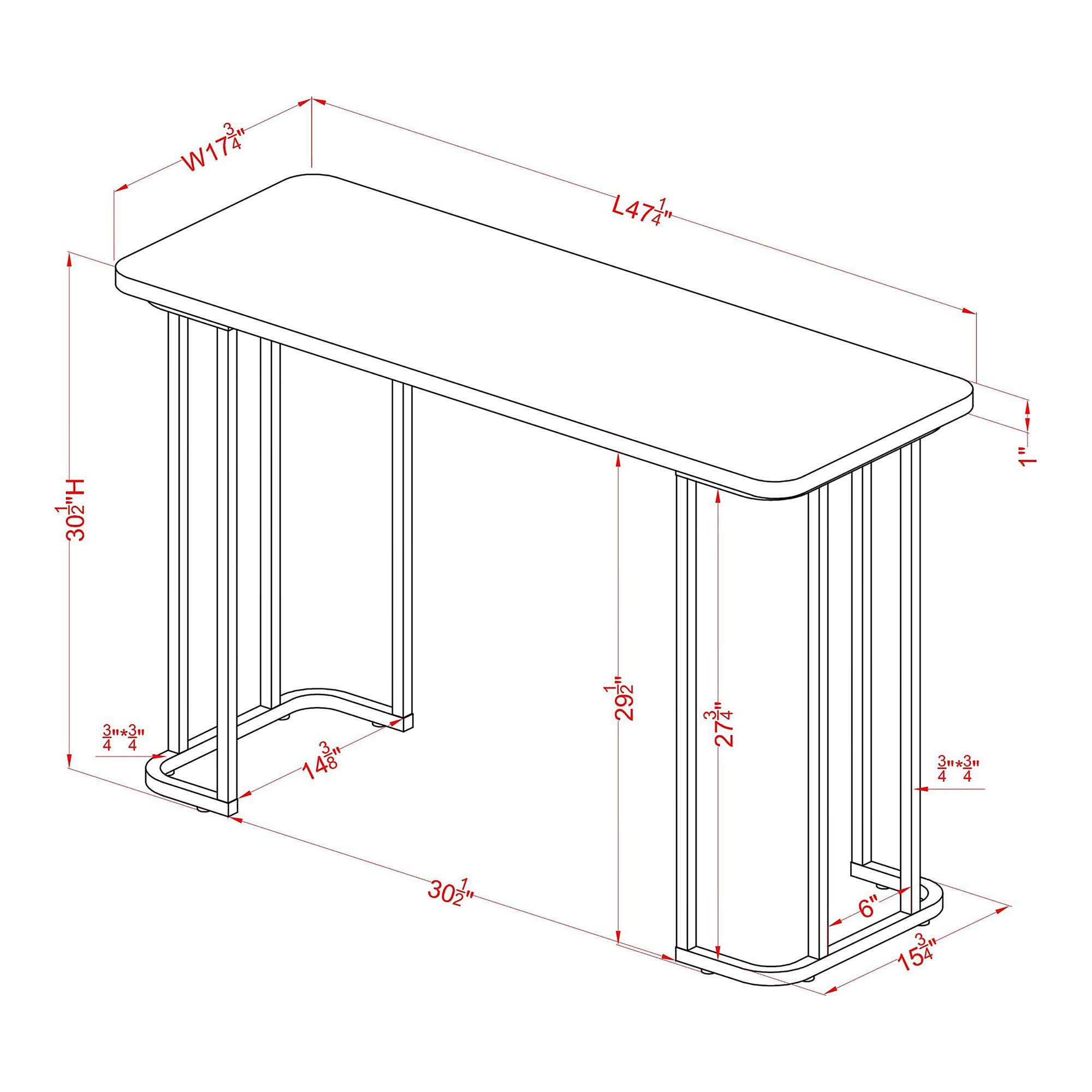 Gambeza 47 1/4" Wide Black Gold Rectangular Console Table