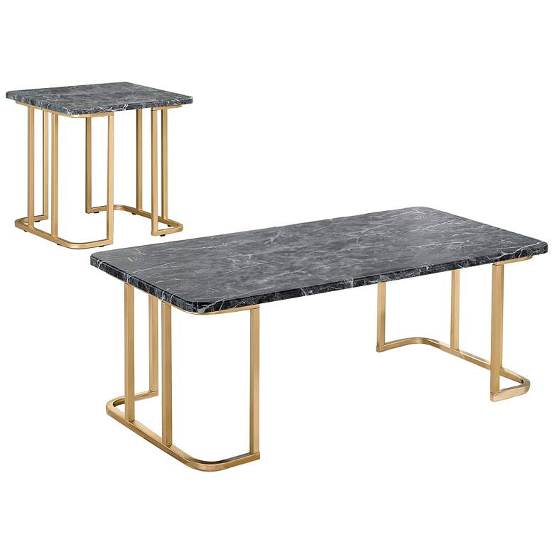 Image 2 Gambeza Black Gold 2-Piece Coffee Table Set