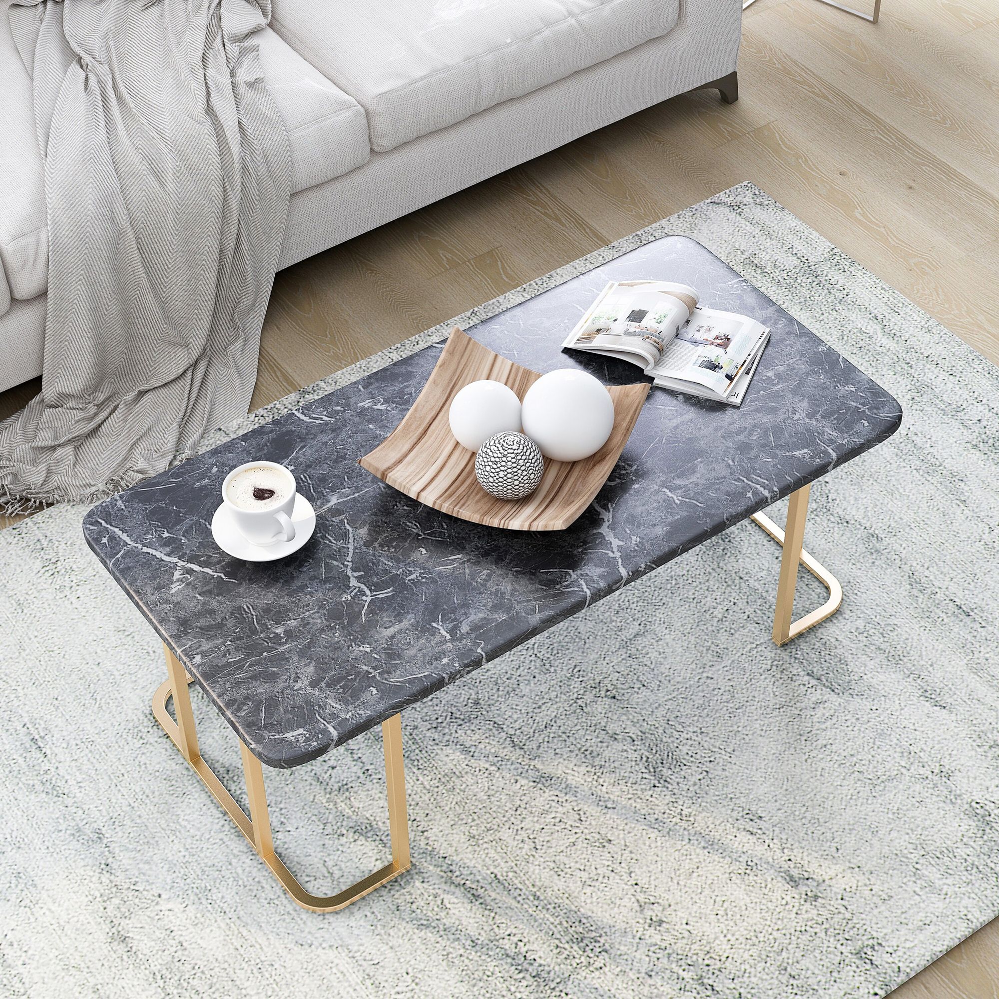 Gambeza Black Gold 2-Piece Coffee Table Set