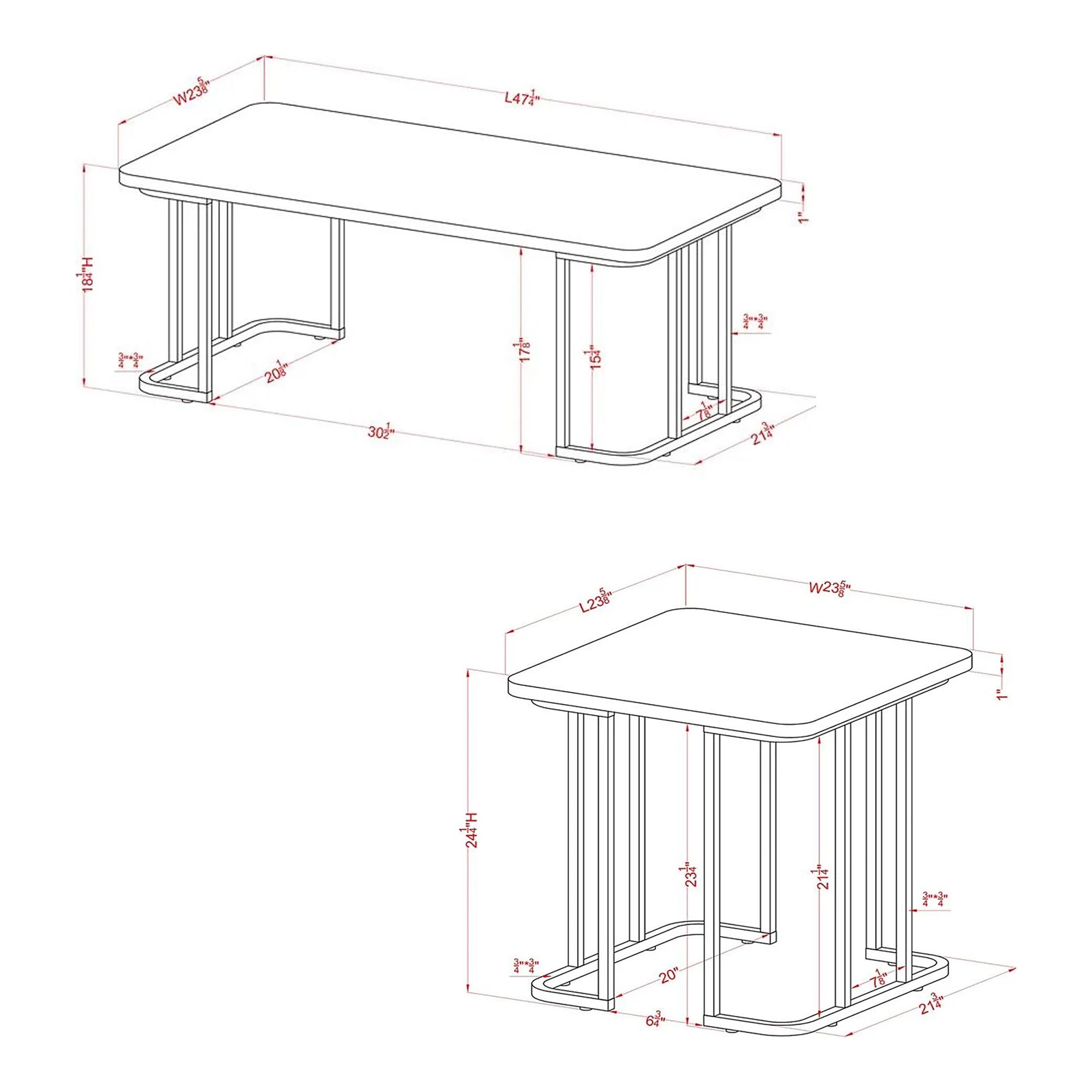 Gambeza Black Gold 2-Piece Coffee Table Set