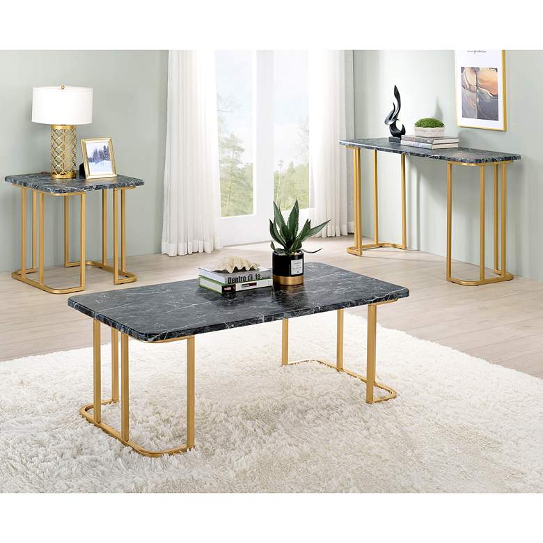 Image 1 Gambeza Black Gold 3-Piece Coffee Table Set