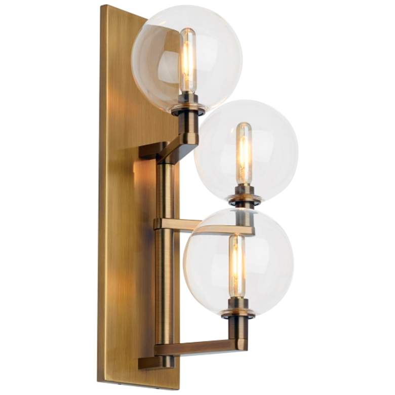 Image 1 Gambit 17 1/2 inch High Aged Brass 3-Light LED Wall Sconce
