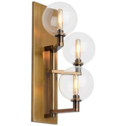 Gambit 17 1/2&quot; High Aged Brass 3-Light LED Wall Sconce