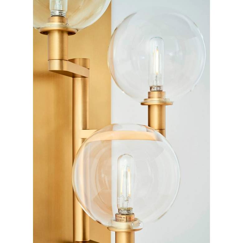 Image 4 Gambit 17 1/2 inch High Aged Brass 3-Light LED Wall Sconce more views