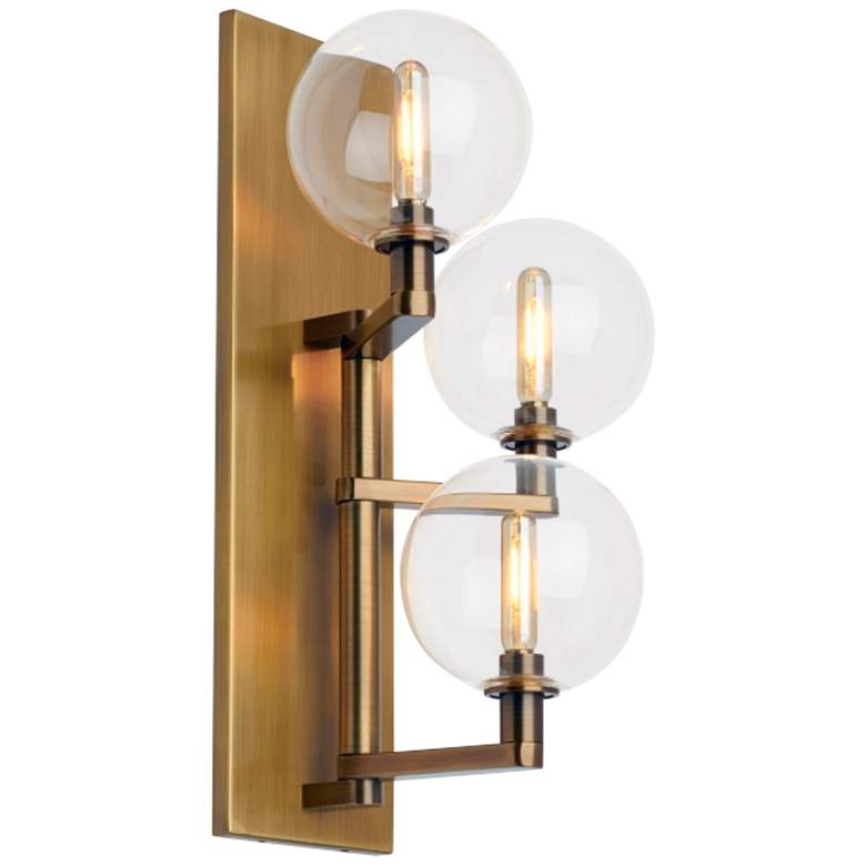 Image 1 Gambit 17 1/2" High Aged Brass 3-Light Wall Sconce