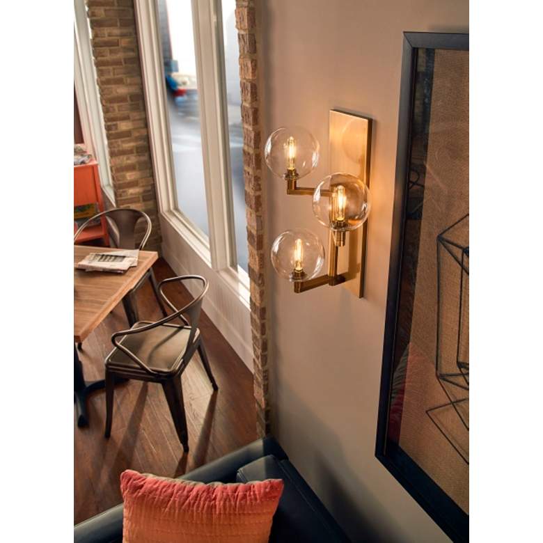 Image 5 Gambit 17 1/2" High Aged Brass 3-Light Wall Sconce more views