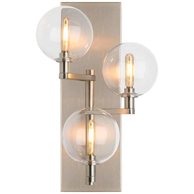 Image 1 Gambit 17 1/2 inch High Satin Nickel 3-Light LED Wall Sconce