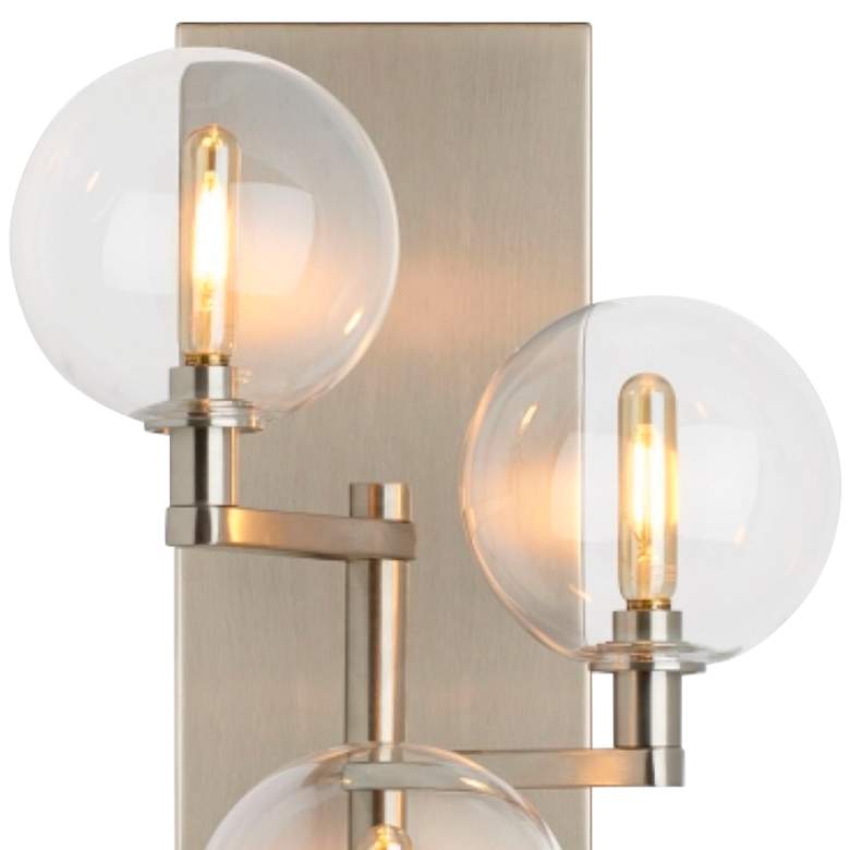 Image 2 Gambit 17 1/2 inch High Satin Nickel 3-Light Wall Sconce more views