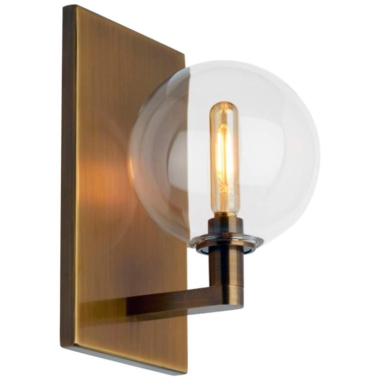 Image 1 Gambit 9" High Aged Brass LED Wall Sconce