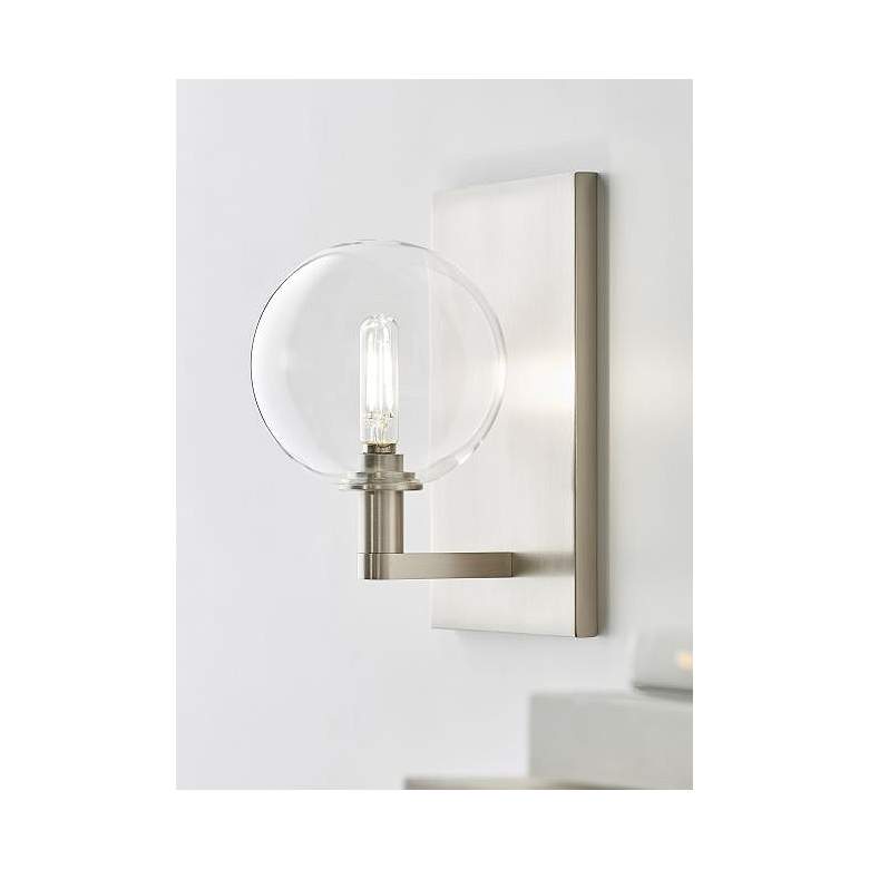 Image 2 Gambit 9 inch High Satin Nickel Wall Sconce more views