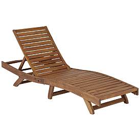 Image2 of Gambo Natural Wood Adjustable Outdoor Lounger Chair