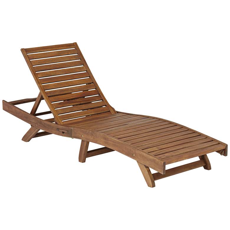 Image 2 Gambo Natural Wood Adjustable Outdoor Lounger Chair