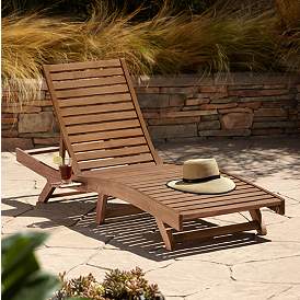 Image1 of Gambo Natural Wood Adjustable Outdoor Lounger Chair
