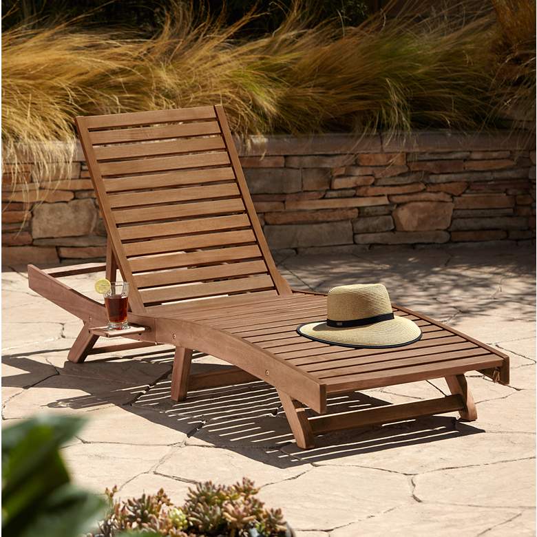 Image 1 Gambo Natural Wood Adjustable Outdoor Lounger Chair