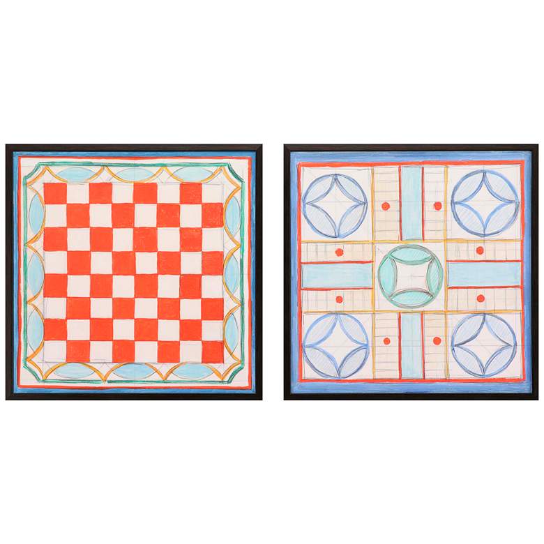 Image 3 Game Night I 21 inch Square 2-Piece Framed Giclee Wall Art Set