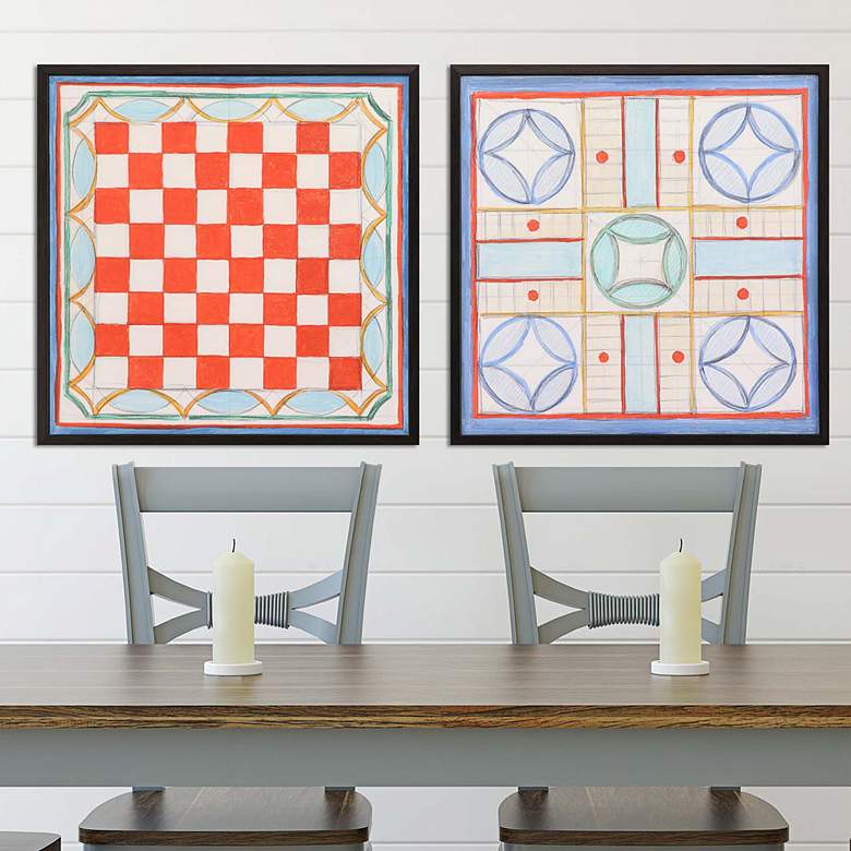 Image 2 Game Night I 21 inch Square 2-Piece Framed Giclee Wall Art Set
