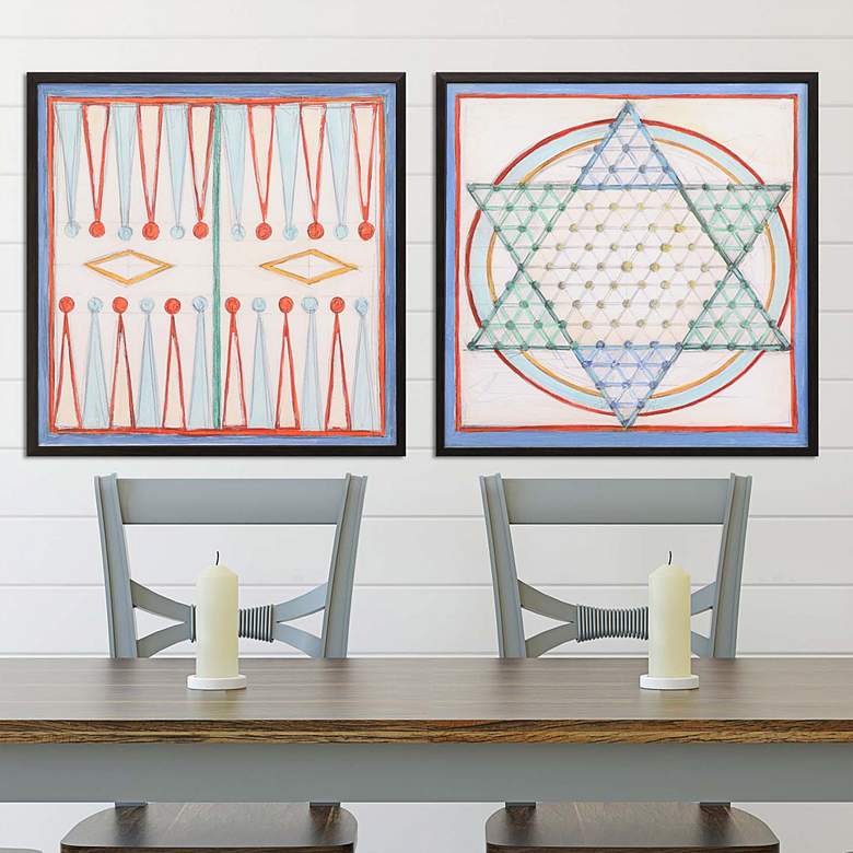 Image 1 Game Night II 21" Square 2-Piece Framed Giclee Wall Art Set