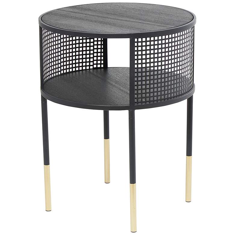 Image 2 Gandolph 16 1/2 inch Wide Black Metal 1-Shelf Accent Side Table