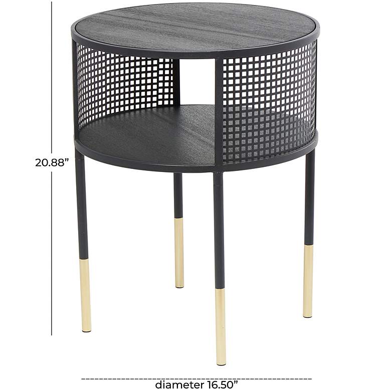 Image 7 Gandolph 16 1/2" Wide Black Metal 1-Shelf Accent Side Table more views