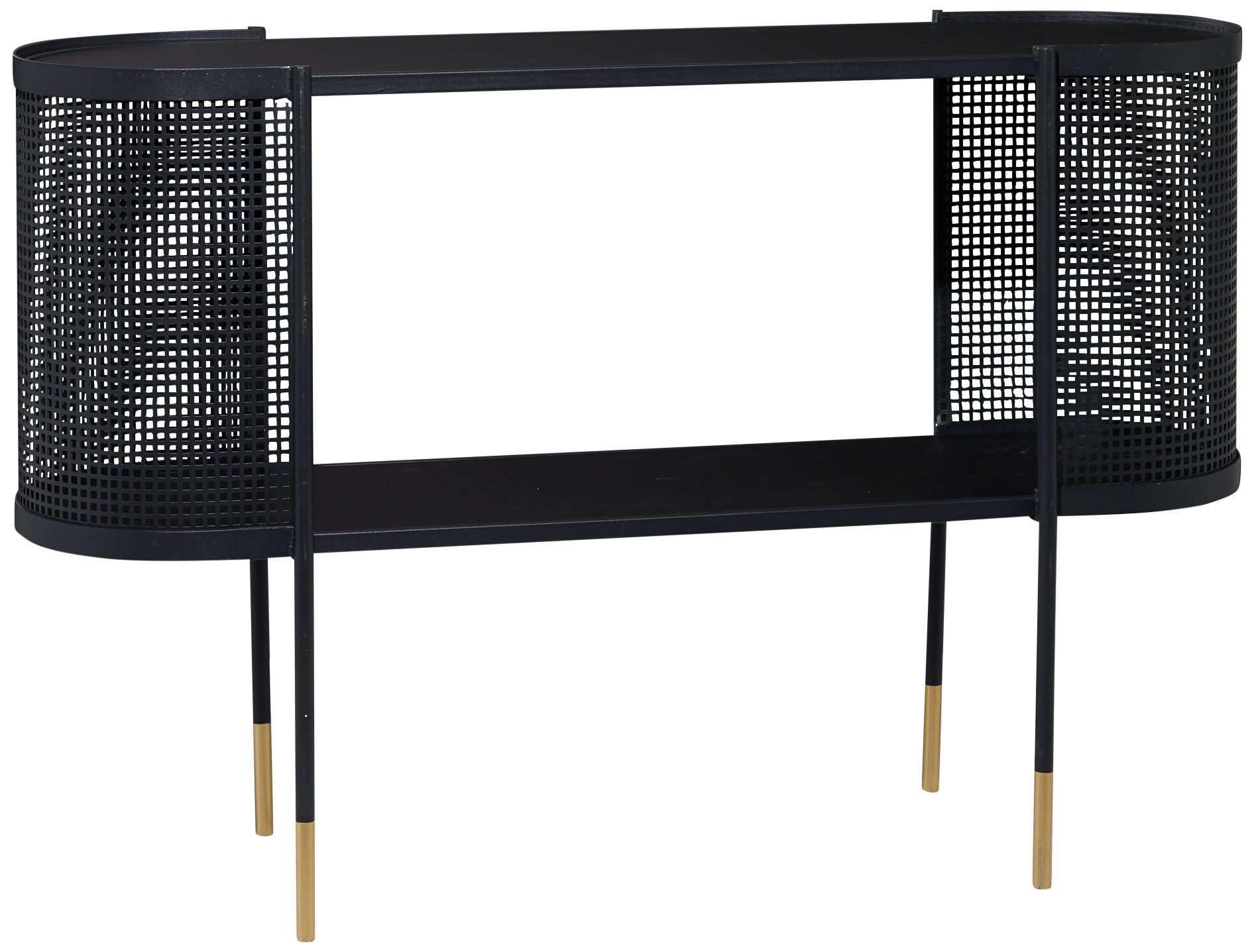 Image 2 Gandolph 47"W Black Metal Mesh Side 1-Shelf Console Table