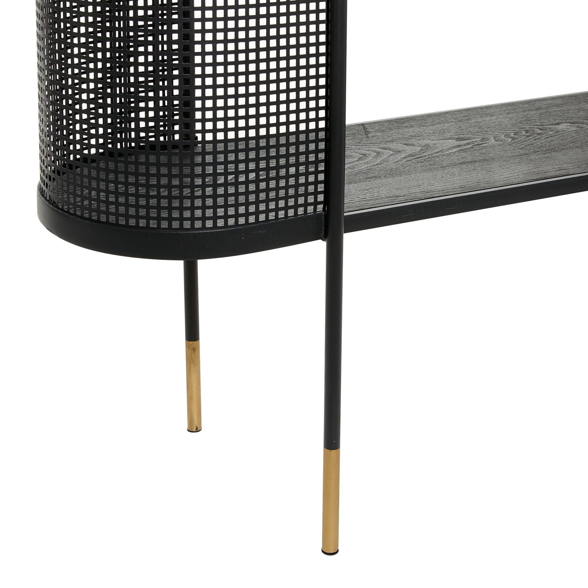 Image 3 Gandolph 47"W Black Metal Mesh Side 1-Shelf Console Table more views