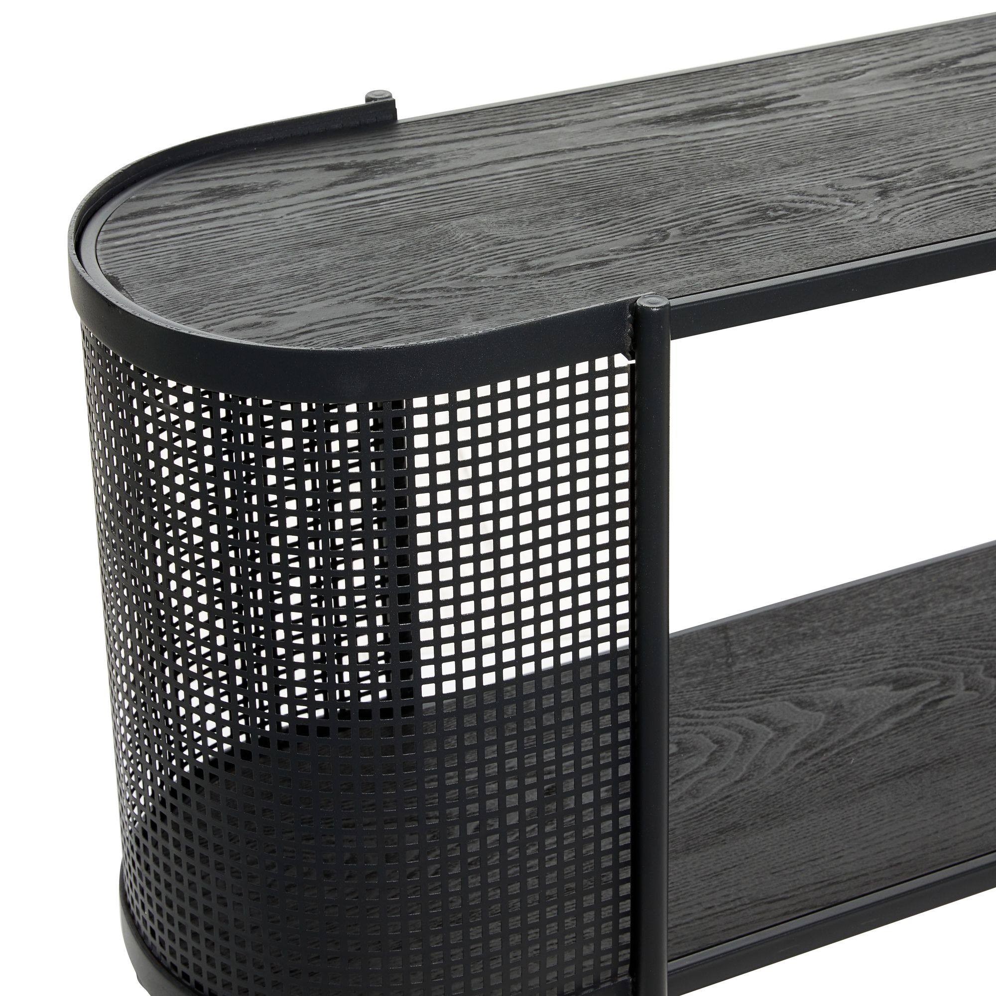 Image 4 Gandolph 47"W Black Metal Mesh Side 1-Shelf Console Table more views