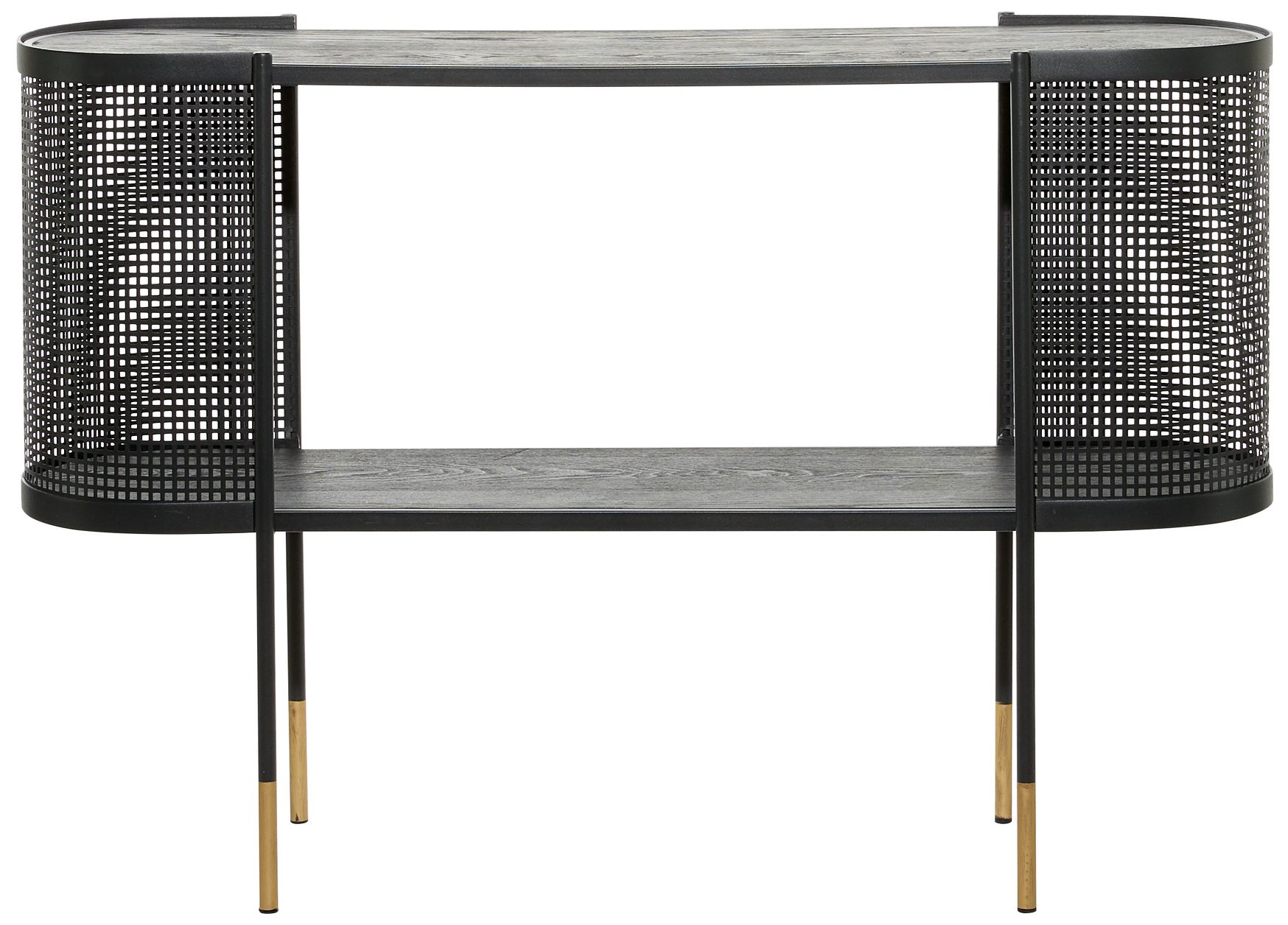 Image 6 Gandolph 47"W Black Metal Mesh Side 1-Shelf Console Table more views