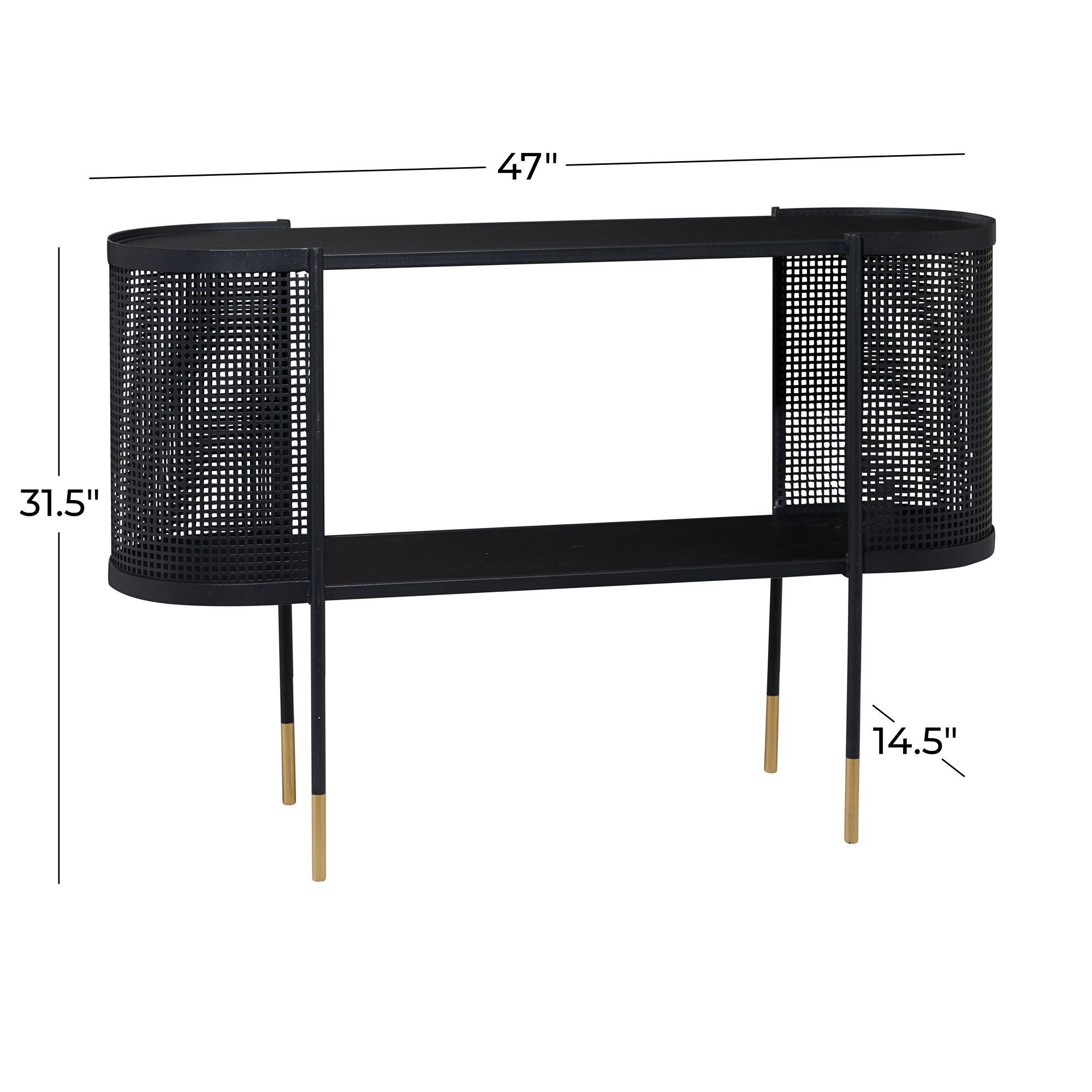 Image 7 Gandolph 47"W Black Metal Mesh Side 1-Shelf Console Table more views