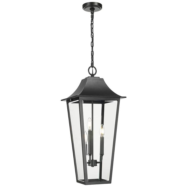 Image 1 Gannon 27 1/2" High Black 3-Light Outdoor Hanging Light