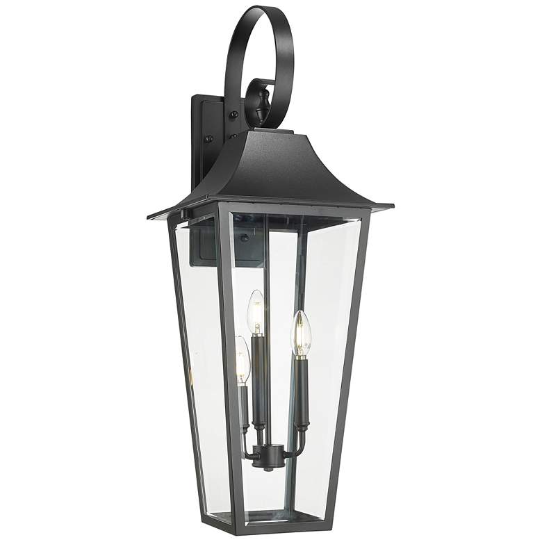 Image 1 Gannon 33 1/4" High Black 3-Light Outdoor Wall Light