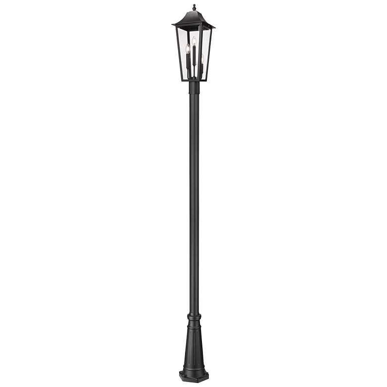 Image 1 Gannon by Z-Lite Black 10 inch 3 Light Outdoor Post Mounted Fixture
