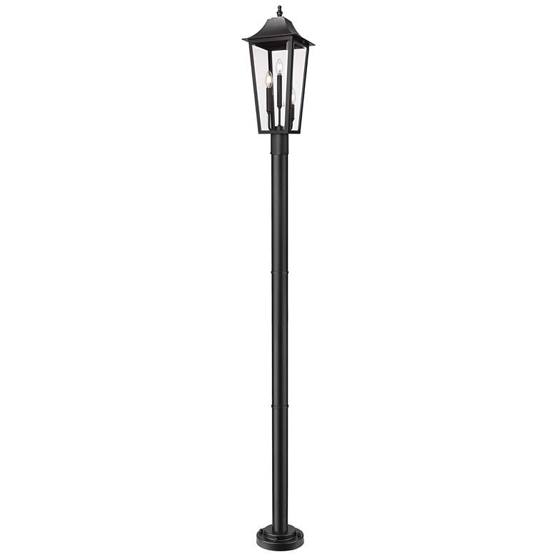 Image 1 Gannon by Z-Lite Black 10 inch 3 Light Outdoor Post Mounted Fixture