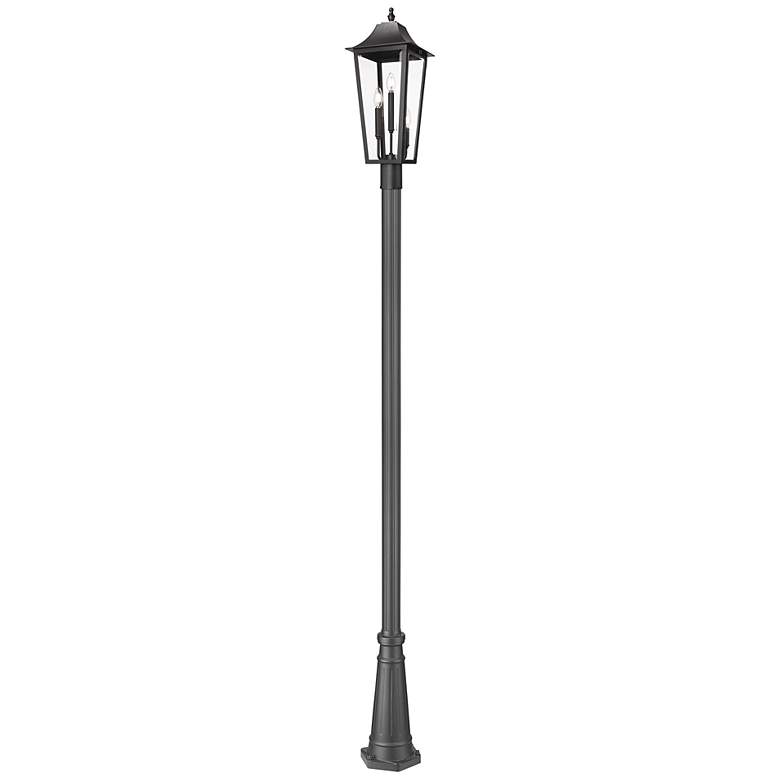 Image 1 Gannon by Z-Lite Black 10 inch 3 Light Outdoor Post Mounted Fixture