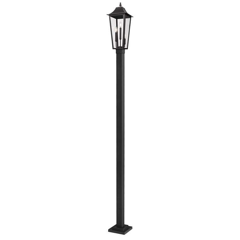 Image 1 Gannon by Z-Lite Black 10 inch 3 Light Outdoor Post Mounted Fixture