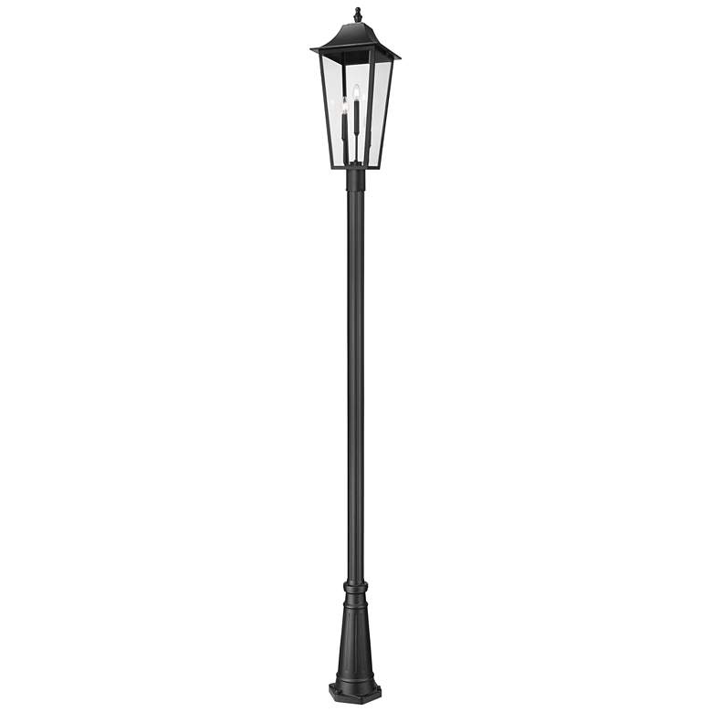Image 1 Gannon by Z-Lite Black 12 inch 3 Light Outdoor Post Mounted Fixture