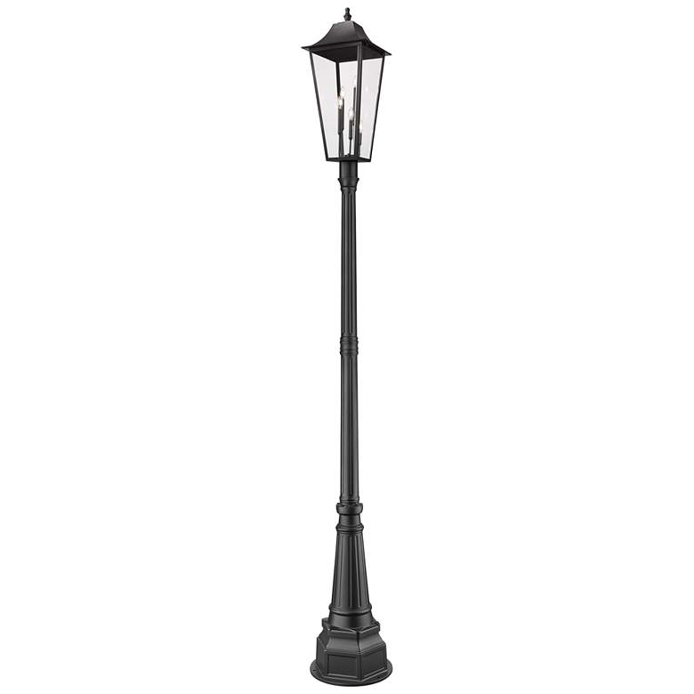 Image 1 Gannon by Z-Lite Black 14.25 inch 3 Light Outdoor Post Mounted Fixture