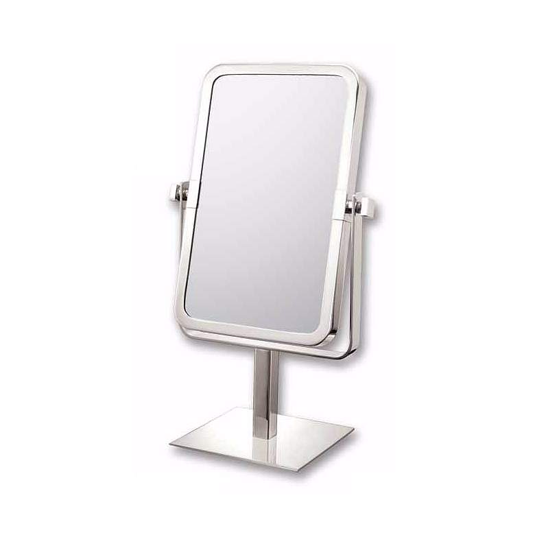 Image 1 Gannsett Brushed Nickel 3X Magnified Stand Makeup Mirror