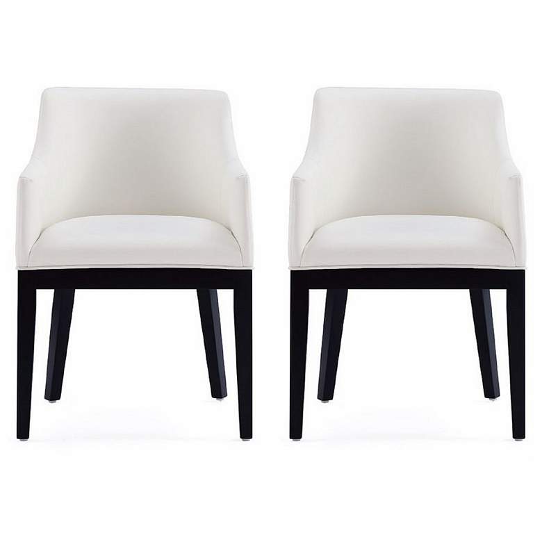 Image 1 Gansevoort Modern Faux Leather Dining Armchair in Cream Set of 2