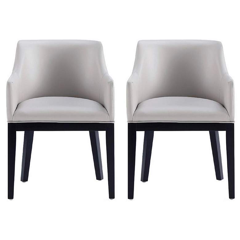 Image 1 Gansevoort Modern Faux Leather Dining Armchair in Light Grey Set of 2