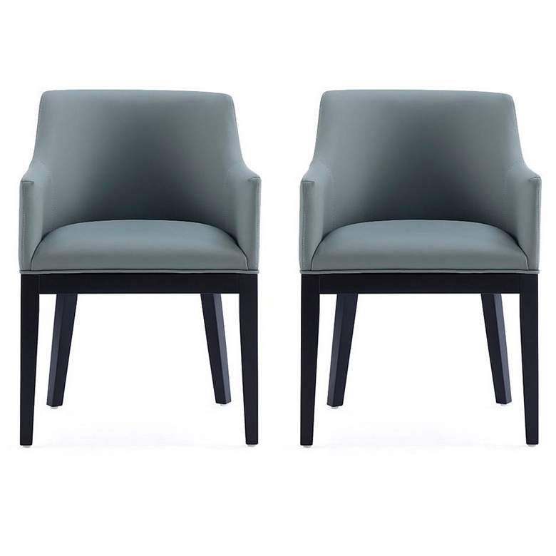 Image 1 Gansevoort Modern Faux Leather Dining Armchair in Pewter Set of 2