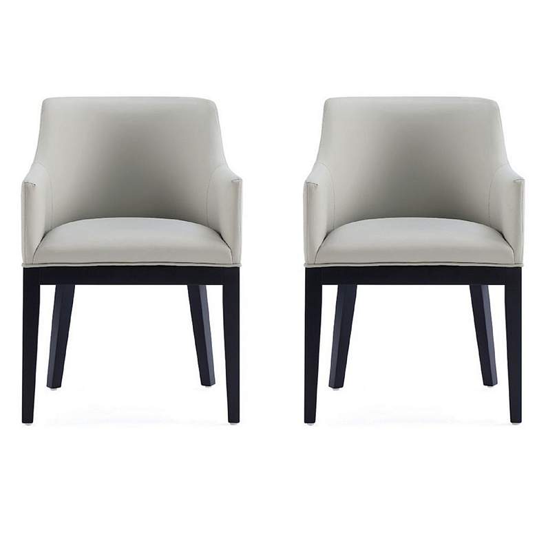 Image 1 Gansevoort Modern Faux Leather Dining Armchair in Stone Grey Set of 2