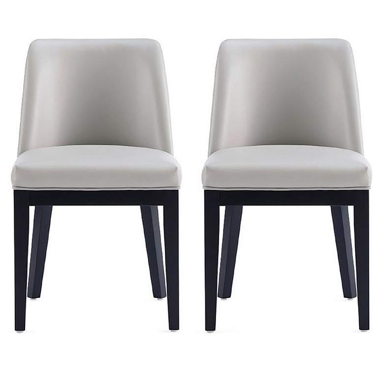 Image 1 Gansevoort Modern Faux Leather Dining Chair in Light Grey Set of 2