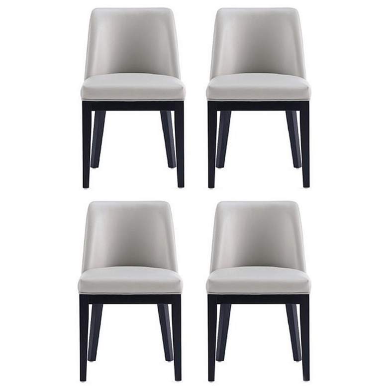 Image 1 Gansevoort Modern Faux Leather Dining Chair in Light Grey Set of 4