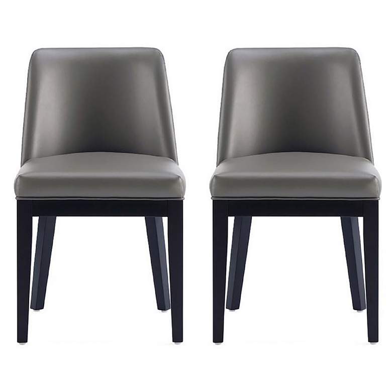 Image 1 Gansevoort Modern Faux Leather Dining Chair in Pebble Grey Set of 2