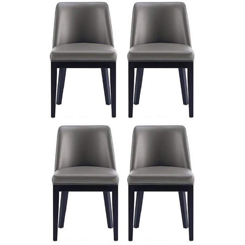 Image 1 Gansevoort Modern Faux Leather Dining Chair in Pebble Grey Set of 4