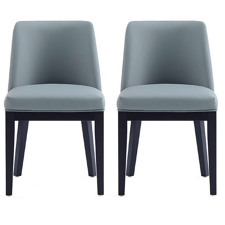 Image 1 Gansevoort Modern Faux Leather Dining Chair in Pewter Set of 2